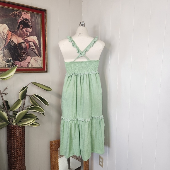 Haute Hippie Kids Green Peasant Tiered Ruffle Dress Girls Size 12 Boho Bohemian - Picture 2 of 12